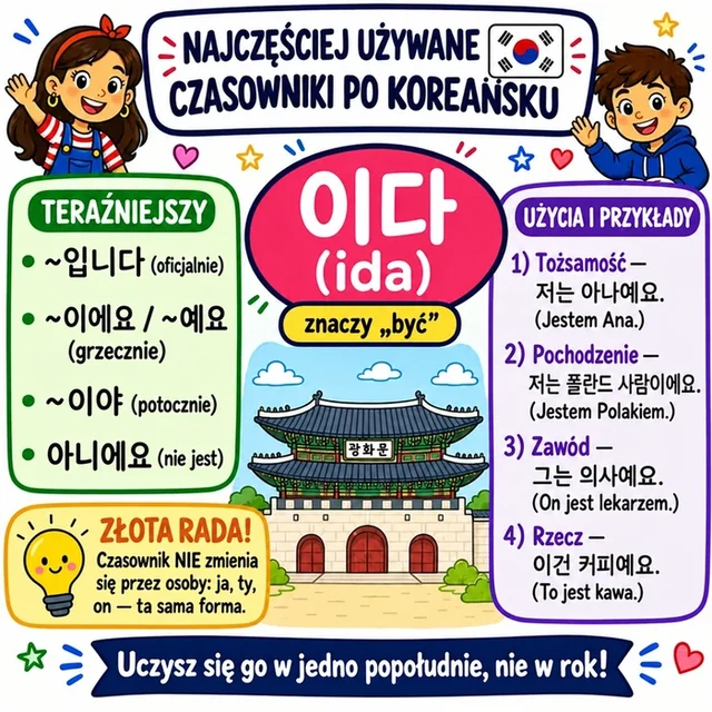 Mapa myśli: czasownik 이다 (ida)