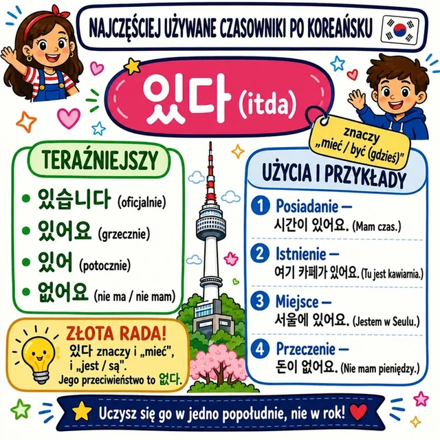 Mapa myśli: czasownik 있다 (itda)